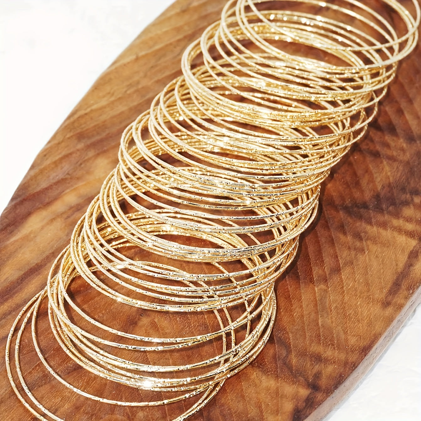 Set of 60 Gold Color Round Shiny Bangles for Women Jewelry Gift