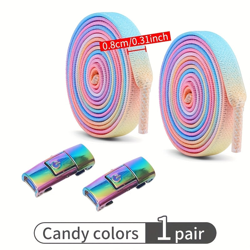 Unisex Elastic No-Tie Shoelaces 100cm Polyester Rainbow Comfortable