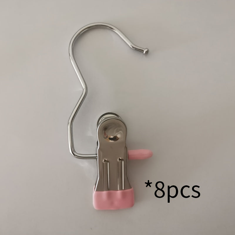 Stainless Steel Laundry Clips with Hooks for Socks and Clothes Organization