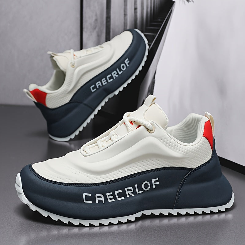 Men's Casual Sports Sneakers Low Top Solid Color Lace-Up Faux PU Fabric Insole Hiking Street Wear