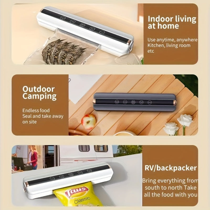 Selladora de vacío inalámbrica con alta potencia de succión, recargable por USB, conservación de alimentos 1500mAh