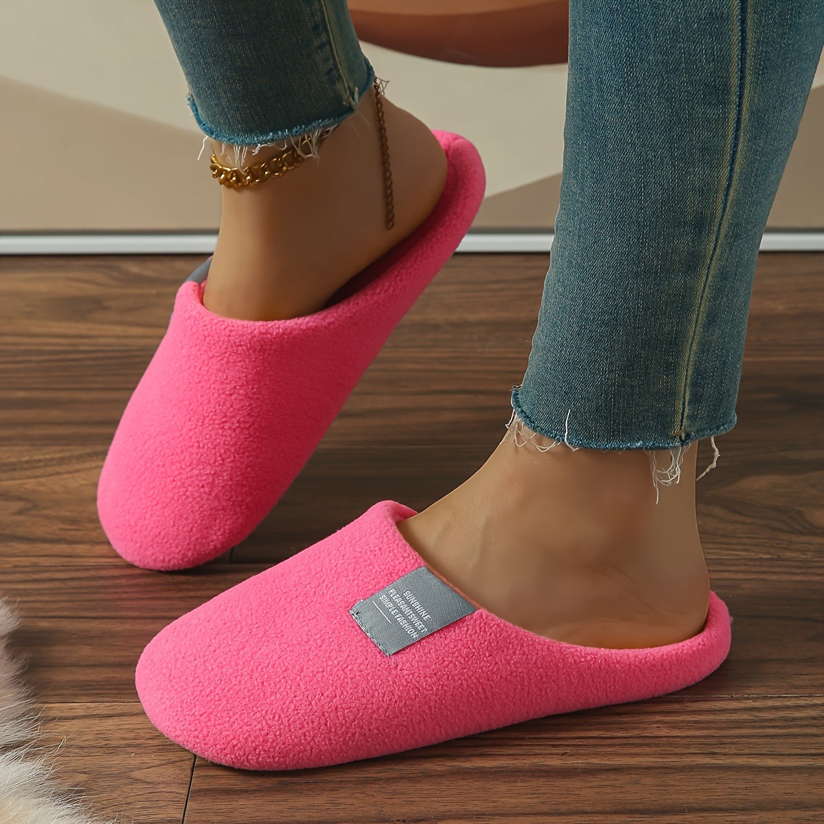 Women's Fleece Indoor Slip-On House Shoes Soft Warm Non-Slip Sole