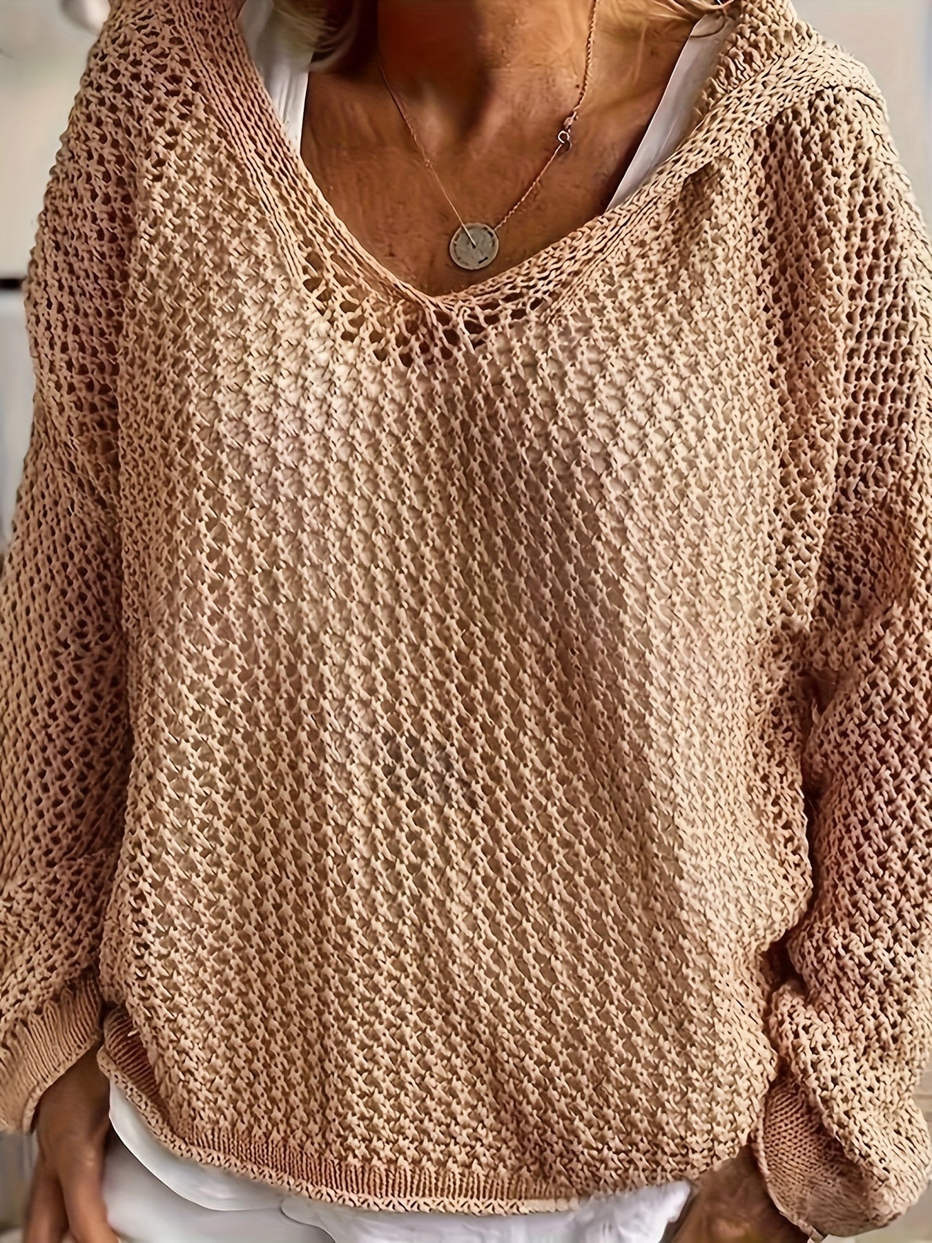 Plus Size Crochet Cover Up Knitted Top Hooded Long Sleeve Casual Spring Summer