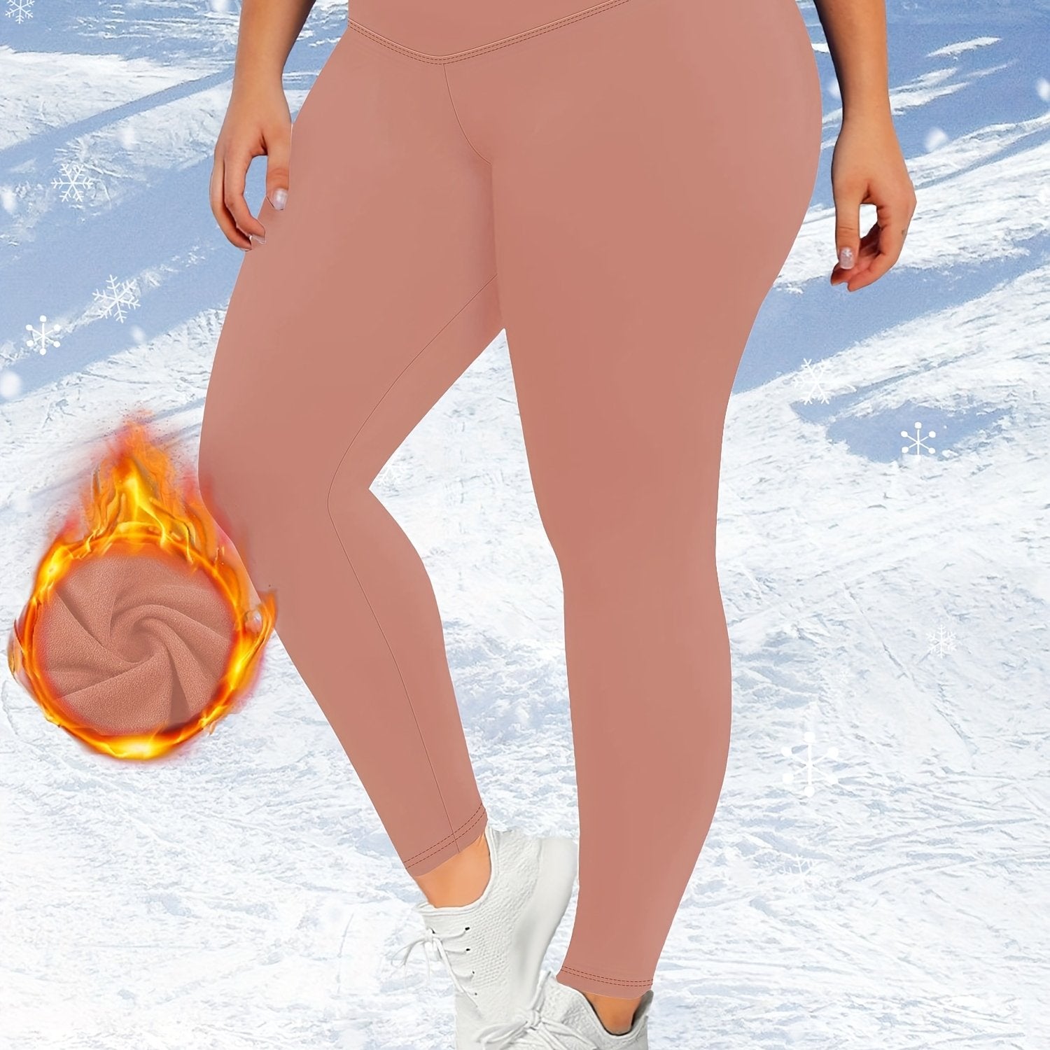 Plus Size High-Waisted Fleece-Lined Leggings for Autumn Winter