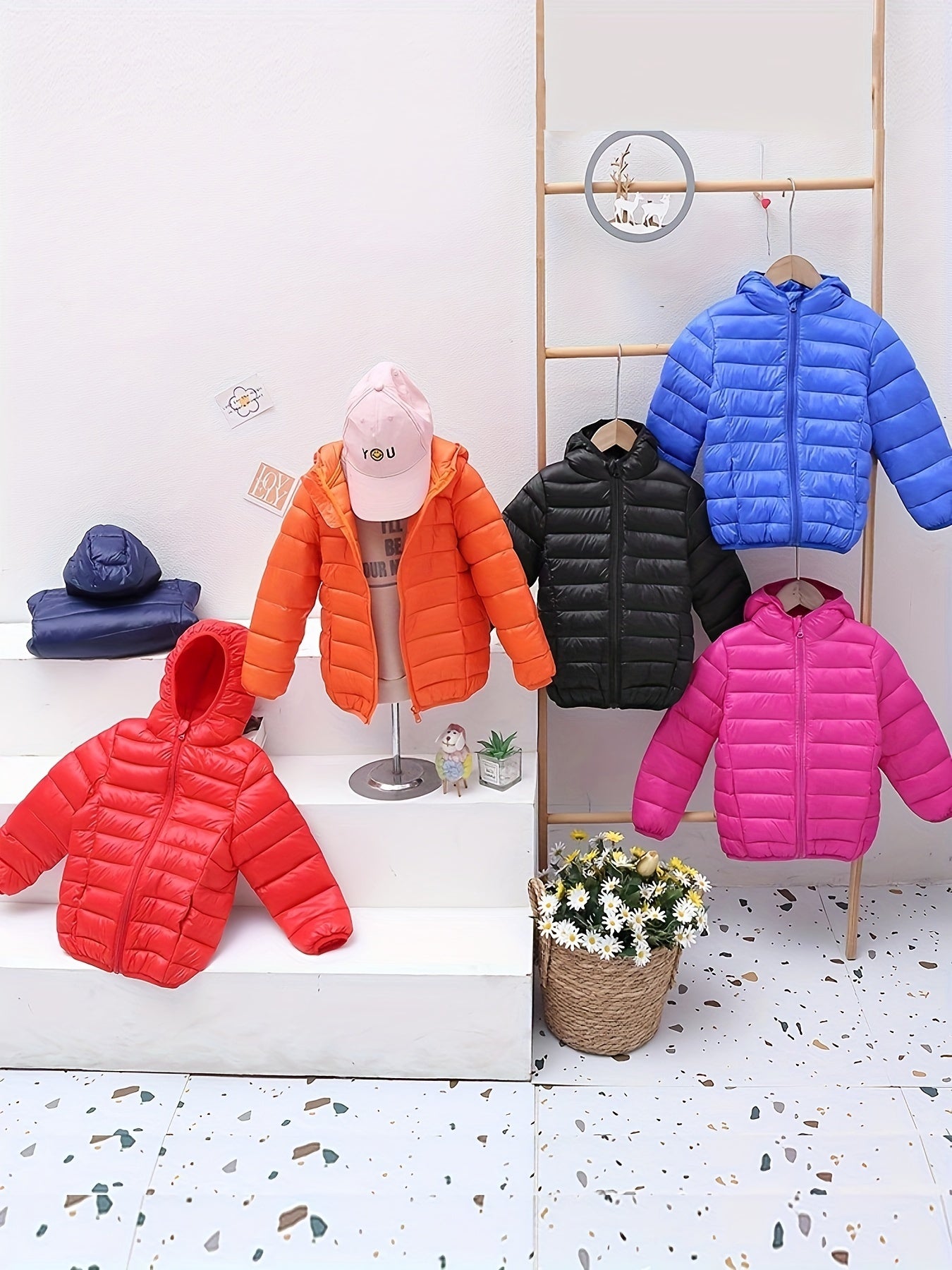 Unisex Solid Color Hooded Jacket for Kids Lightweight Polyester Fall Winter Running