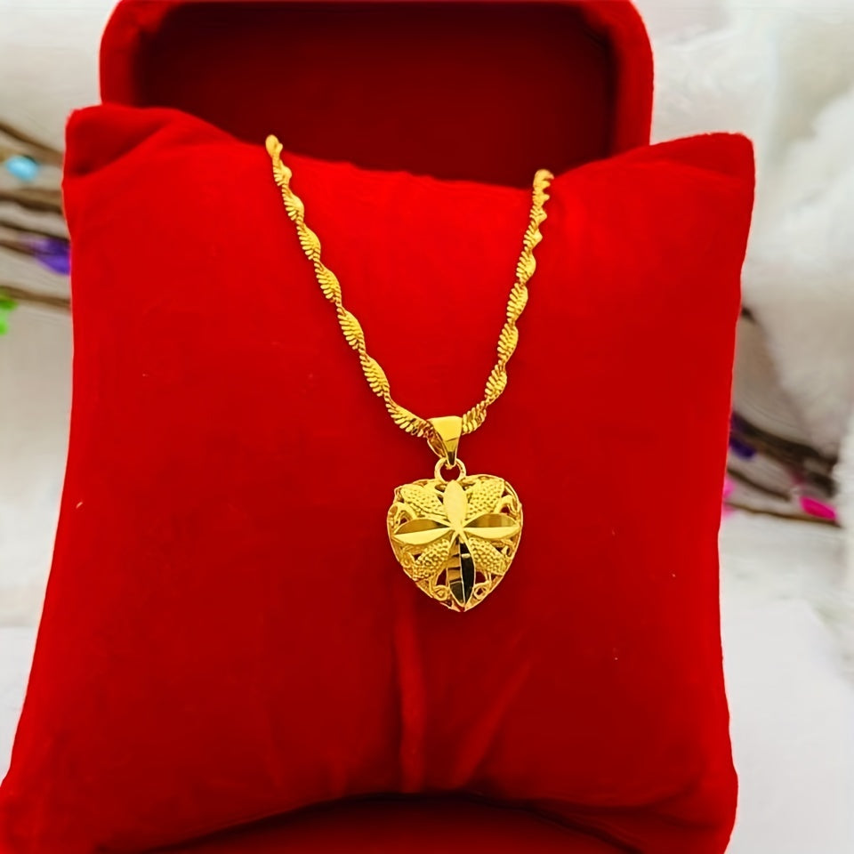 Zarif Yurak Shaklidagi Pendant Marjon, Ayollar Uchun Qo'lda Yasalgan - Bo'sh Dizayn, 18K Oltin Qoplangan, Unga Tug'ilgan Kuni Uchun Ideal Hediye
