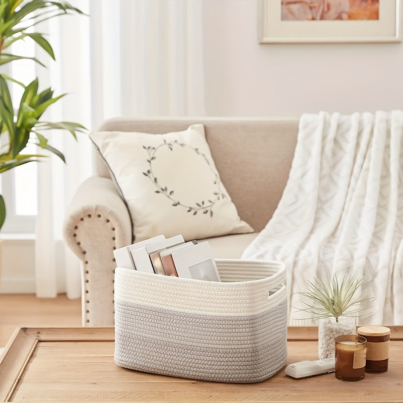 cesta de almacenamiento de cuerda trenzada para baño, dormitorio, sala de estar, residencia, juguete, organizador de lavandería