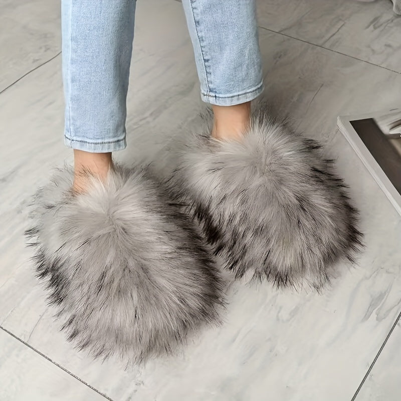 Ayollar uchun mo'rt faux mo'rtli shlyapka bilan qalin shlyapa, yumshoq tag, qulay qishli mo'rtli poyabzal