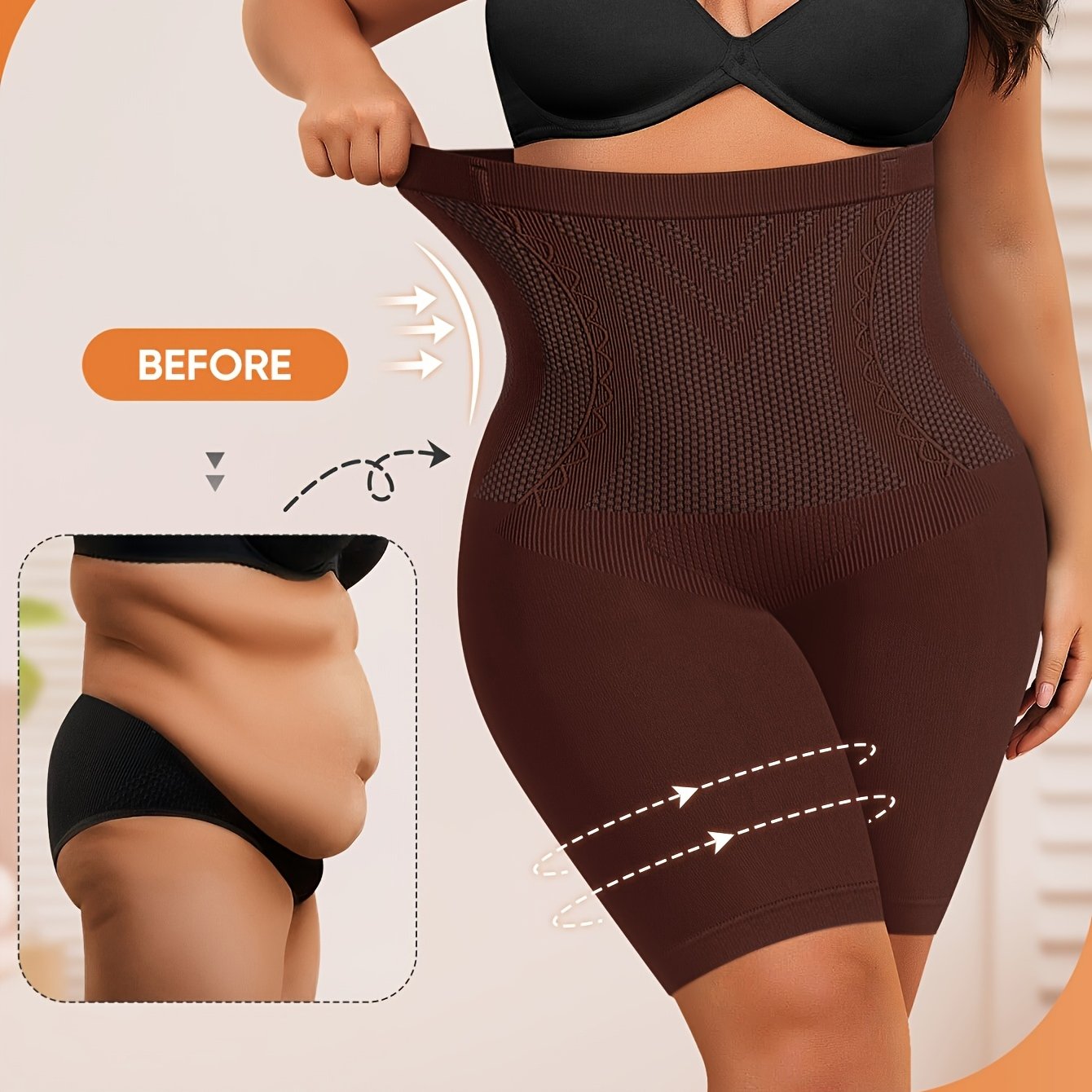 High-Waisted Seamless Shapewear Shorts for Women Tummy Control Butt Lifter Solid Nylon