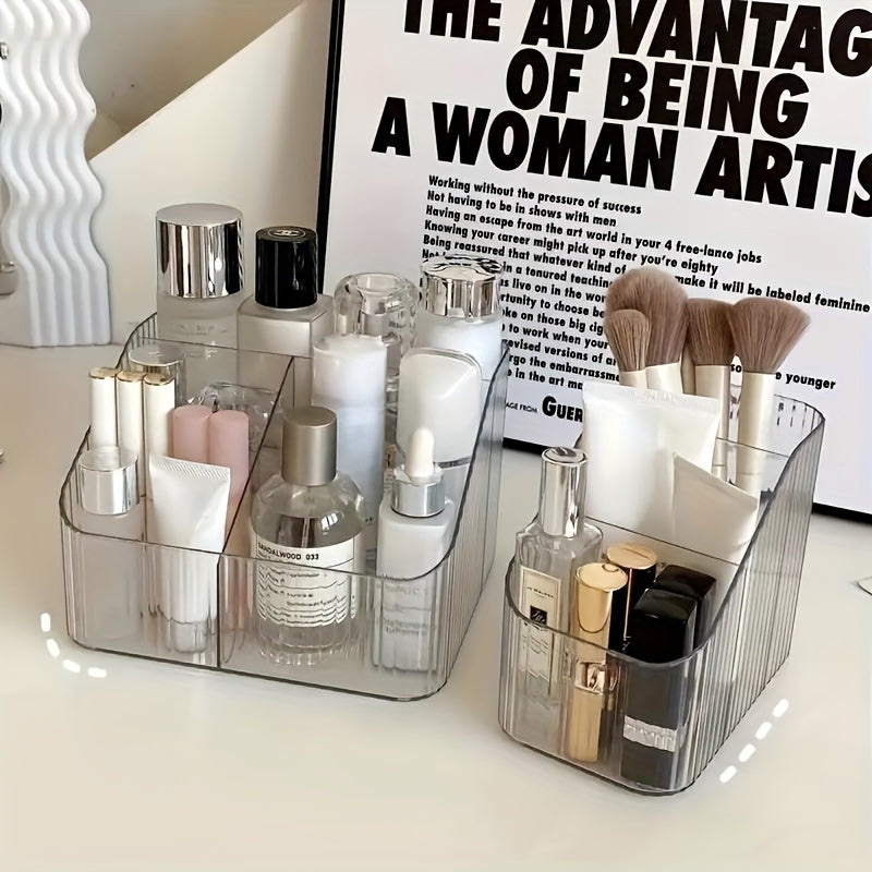 Clear Acrylic Makeup Organizer with Dividers Portable Adjustable Vanity Storage