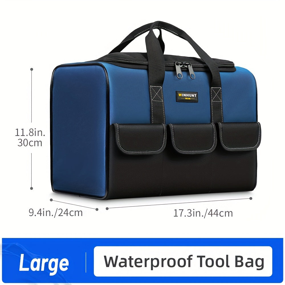 Men's Polyester Wide Mouth Tool Bag with Inside Pockets for Easy Storage and Organization