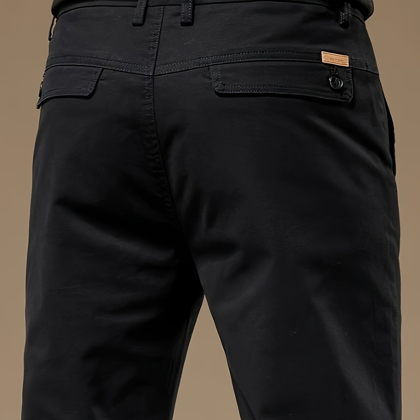 Pantalones de vestir para hombre color caqui de algodón y spandex, corte clásico, casual de negocios, primavera y otoño