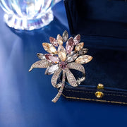 Women's Alloy Flower Brooch Pin with Rhinestones for Clothing Decoration
