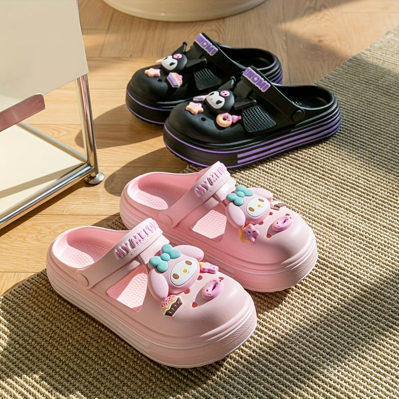 Kids Water Shoes for Boys and Girls Cartoon Pattern Low Top EVA Slip-On Casual Beach Footwear