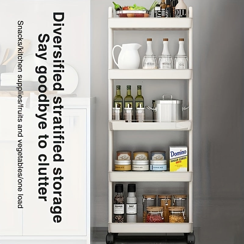 Carro de almacenamiento móvil de 5 niveles con ruedas para cocina, baño y gimnasio