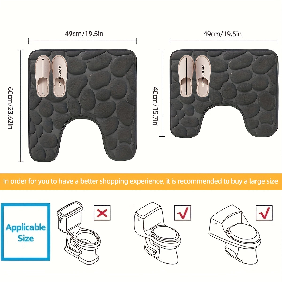 Alfombra de baño de espuma viscoelástica antideslizante, absorbente, de secado rápido, grande y suave