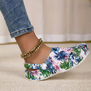 Women's Lightweight EVA Slip-On Shoes with Tropical Floral Print Blue Pink Green