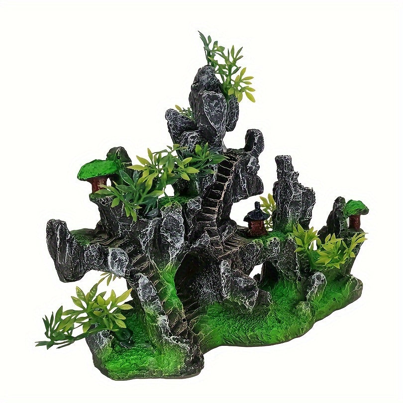 Resin Aquarium Rockery Decor Double-Sided Landscape for Fish Tanks
