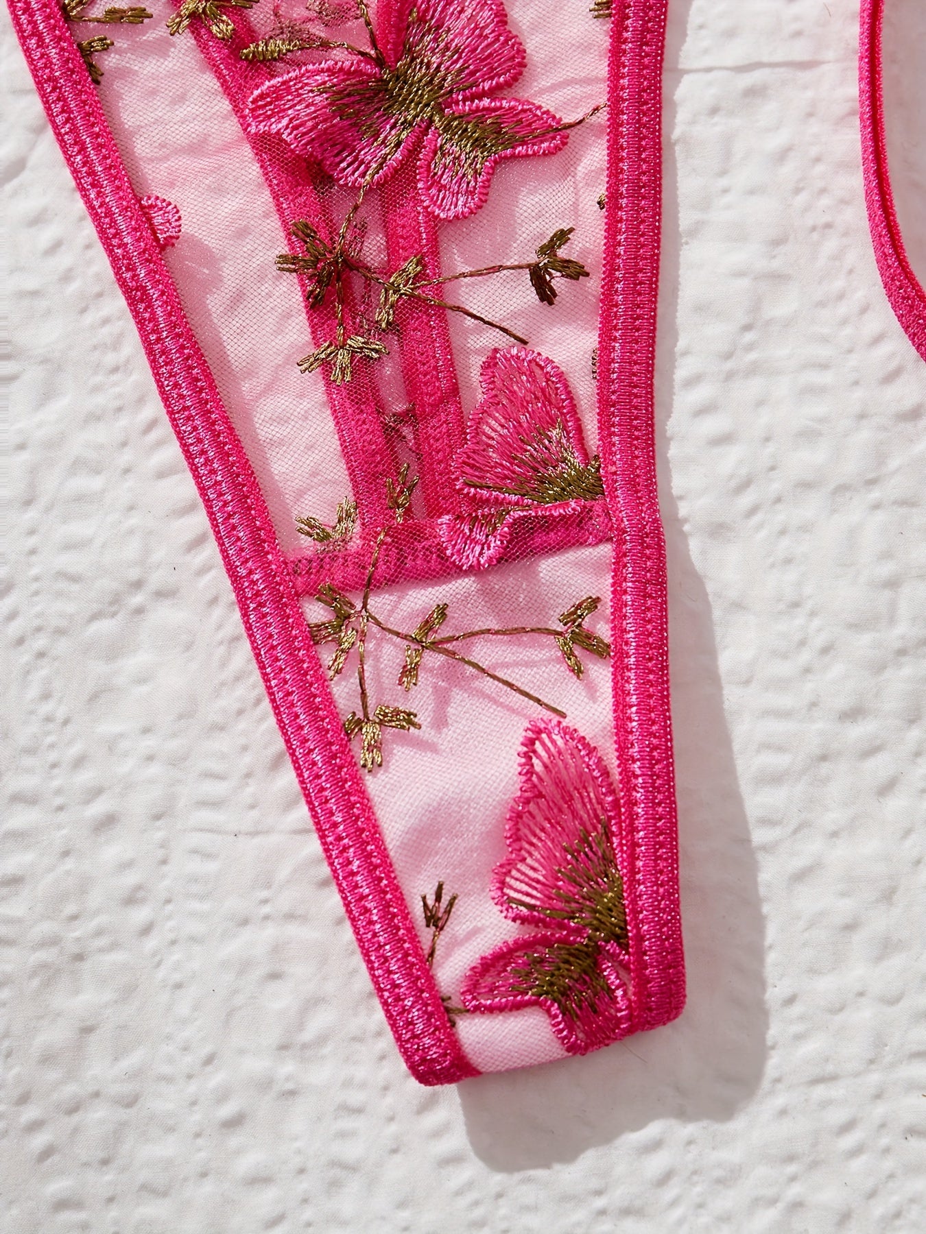 Women's Lingerie Set with Butterfly Pattern and Thin Shoulder Straps