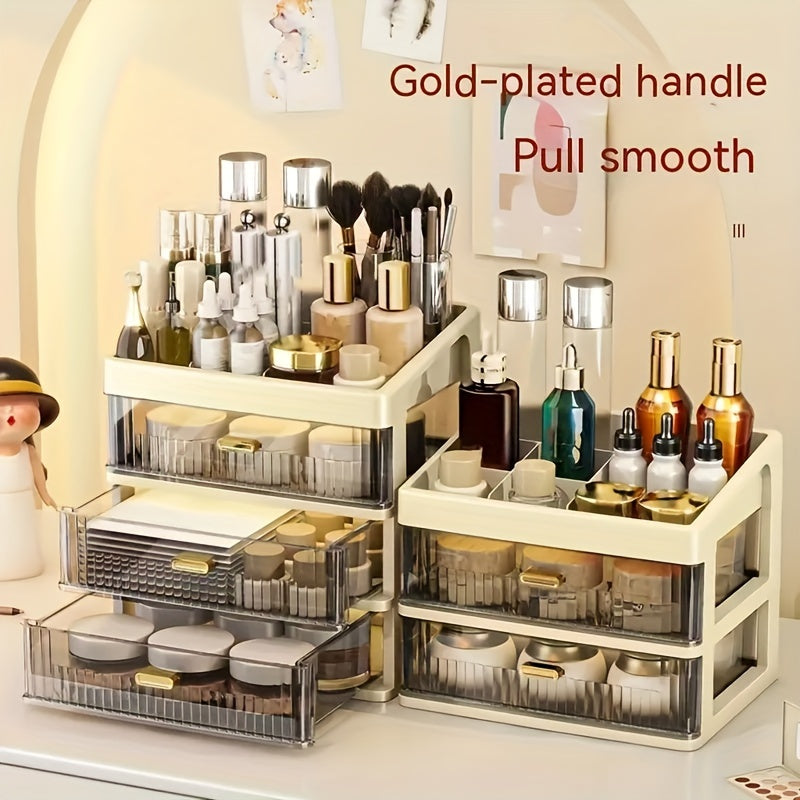 Large Plastic Makeup Organizer with Drawer for Vanity Dresser Bathroom Countertop