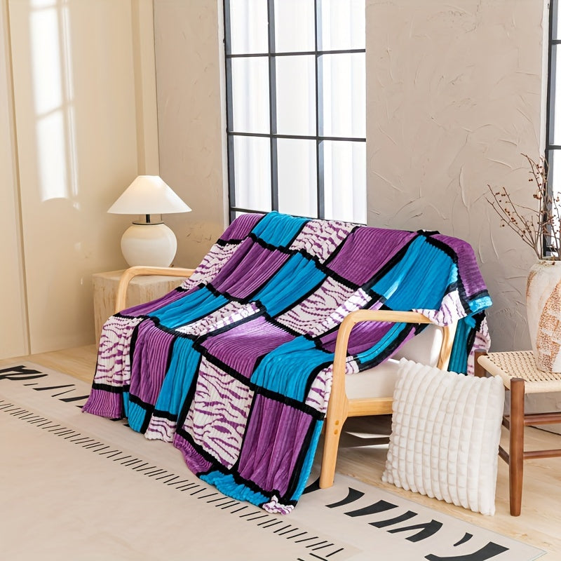 Yengil Flanel yostiqchasi geometrik patchwork, allergenlarga chidamli, uy, ofis, sayohat uchun