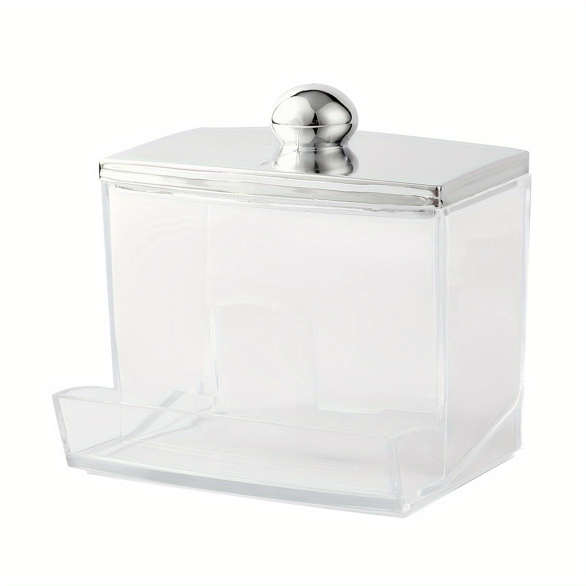 Recipiente para discos de algodón con tapa de bambú, organizador de almacenamiento para baño, plástico, dorado