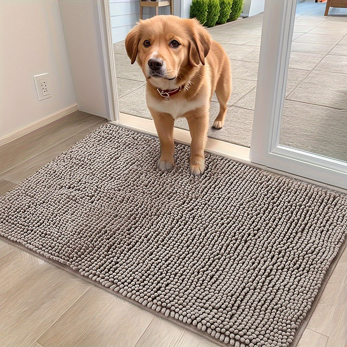 Alfombra para perros de chenilla con base de TPR, altamente absorbente, lavable a máquina, para entrada, patas embarradas, tamaños