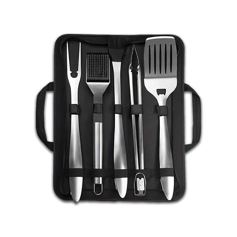 Set of 6 Stainless Steel BBQ Grill Tools with Spatula Forks Brush Tongs