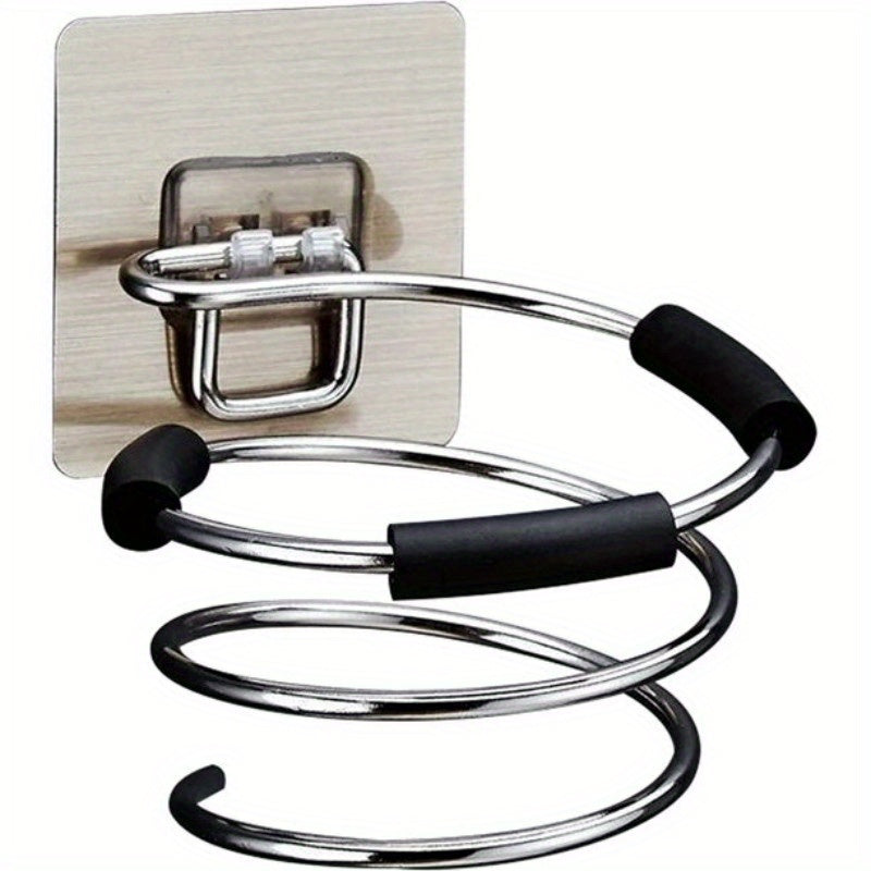 Stainless Steel Hair Dryer Holder Wall Mount Storage Rack for Bathroom Dormitory