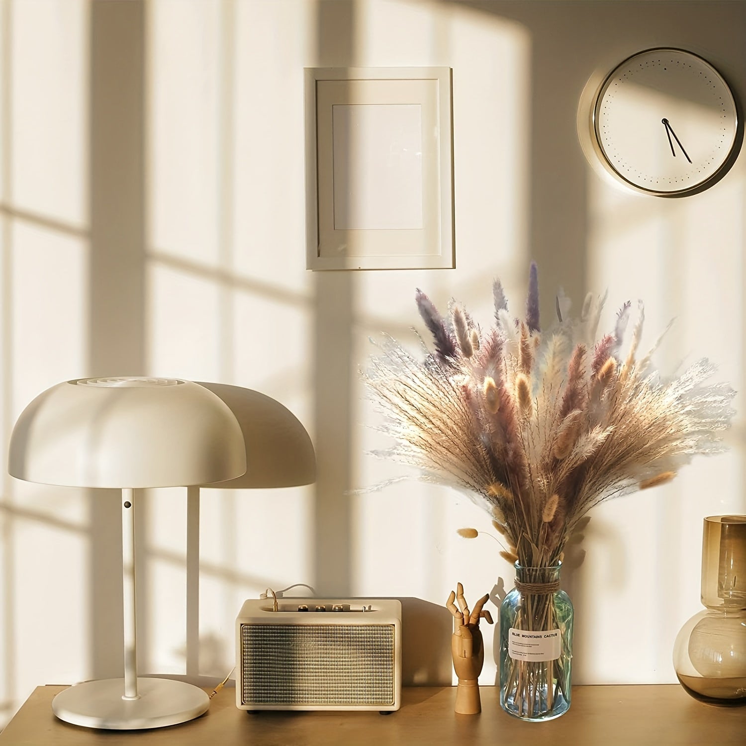 62 piezas de flores artificiales de pampas, colas de conejo, ramo de caña para decoración del hogar