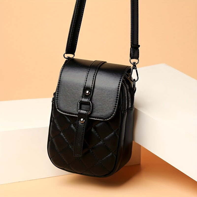 Mini Argyle Qoplangan Krossbodi Sumkasi, Ayollar uchun Ko'p Qavatli Elka Sumkasi.