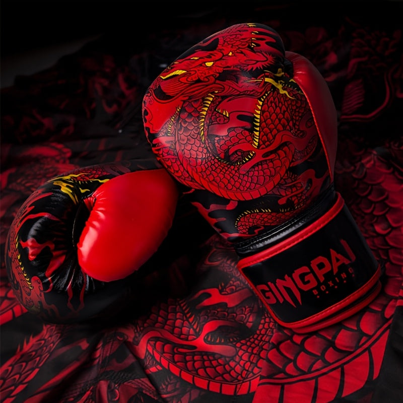 Adult Sanda Boxing Gloves for Training and Combat Red PU Material