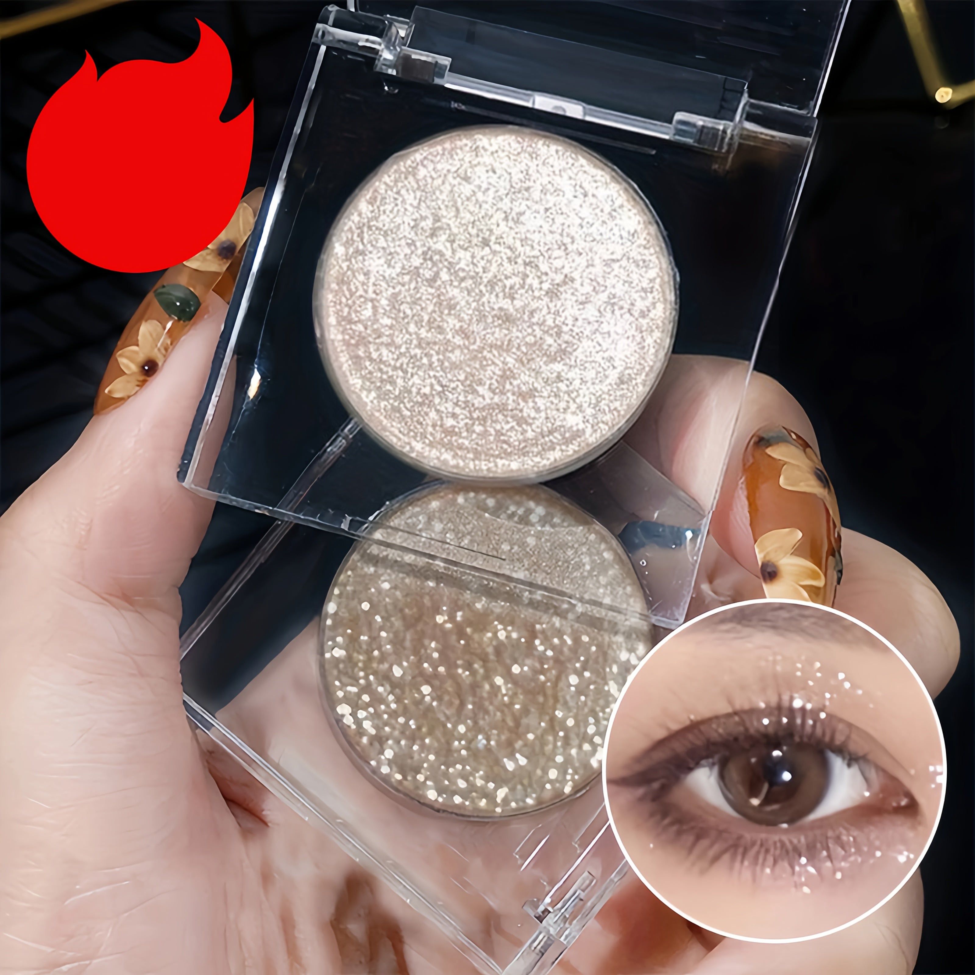 Sombras de ojos con purpurina para mujer, polvo brillante de un solo tono y alto brillo brillante