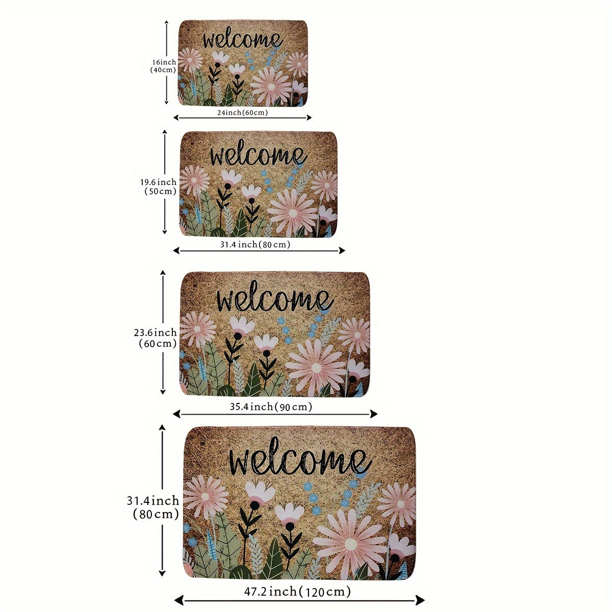 Alfombra de bienvenida antideslizante con diseño de margarita de primavera, alfombra de poliéster para cocina, baño y entrada