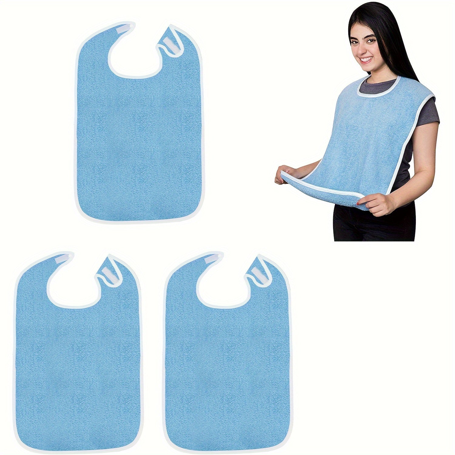 Adult Washable Reusable Bibs with Crumb Catcher for Elderly and Disabled