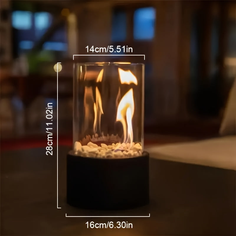 Portable Tabletop Fireplace Smoke-Free Alcohol Fire Pit with Glass and Metal
