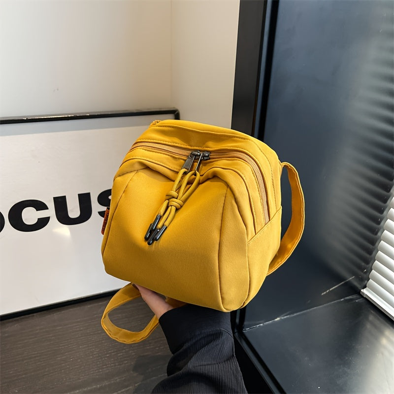 Women's Nylon Crossbody Bag Casual Solid Color with Front Zipper Pocket for Work and Daily Use