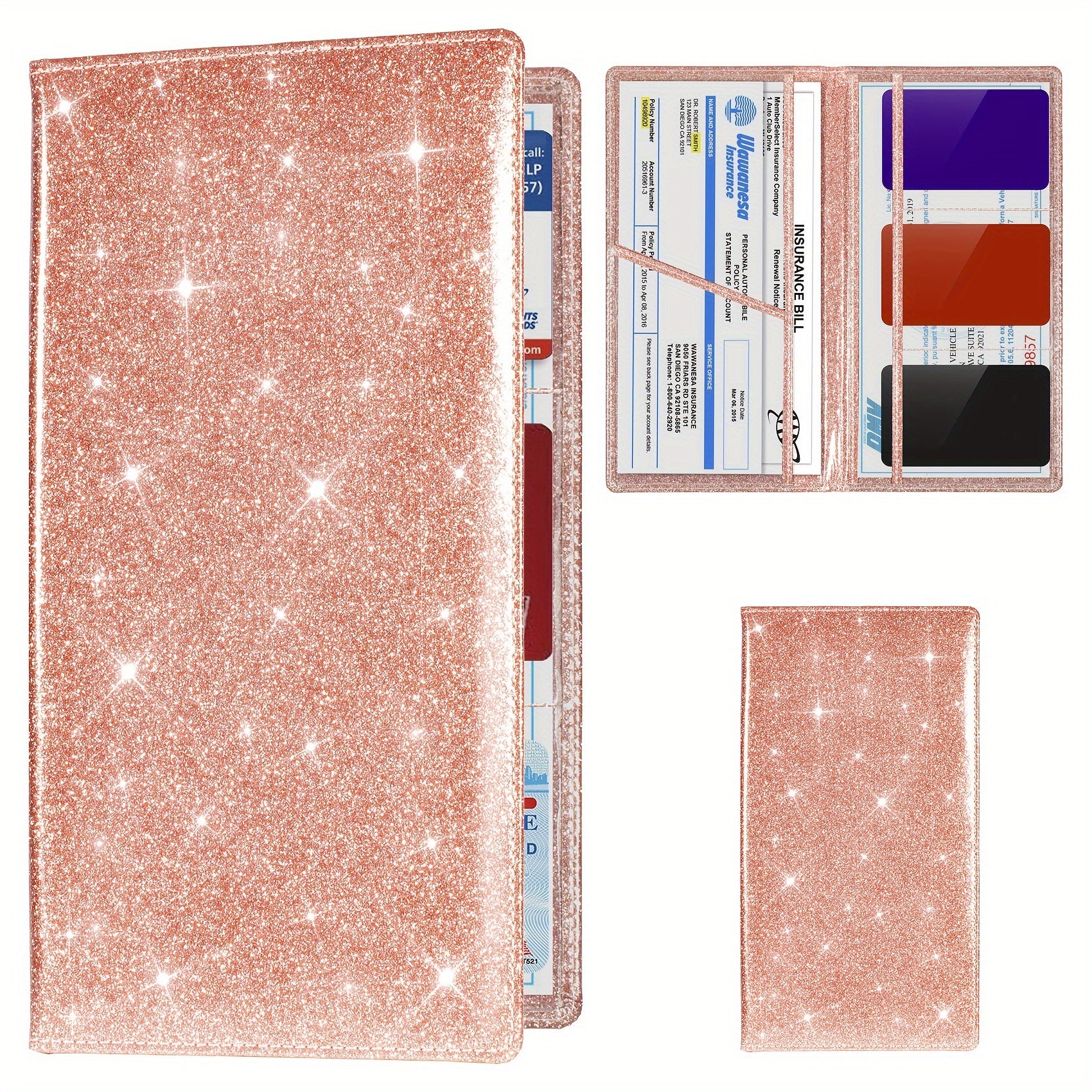 Car Registration and Insurance Card Holder Leather Vehicle License Organizer