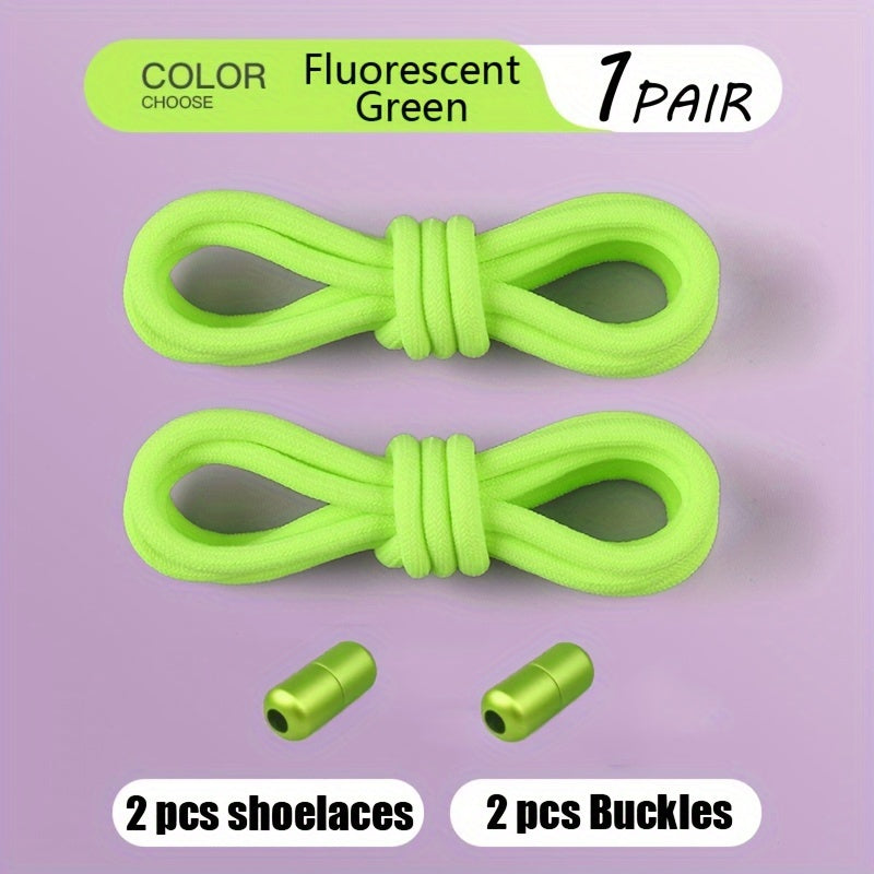 Teenagers Elastic Colorful Shoe Laces with Buckles and No Tie Needed (2 Pairs)