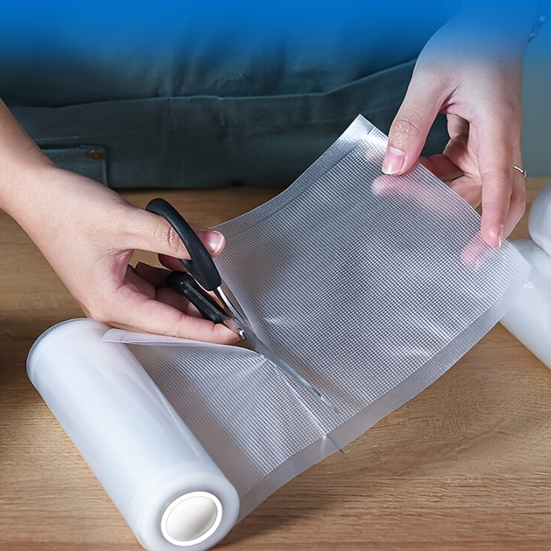 3 ta rolikdan iborat oshxona vakuum muhrlangan paketlar to'plami, har biri 196.85 dyuym o'lchamida, qayta ishlatiladigan rolik uslubidagi oziq-ovqat saqlash uchun mo'ljallangan. Oziq-ovqatni uy oshxonalarida saqlash uchun mukammal.