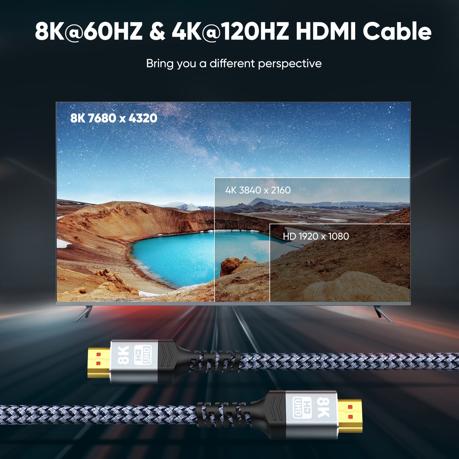 8K HDMI Cable 2.1 48Gbps HDR10 eARC 8K@60Hz 3D Dynamic HDR for TV PS5 Blu-ray