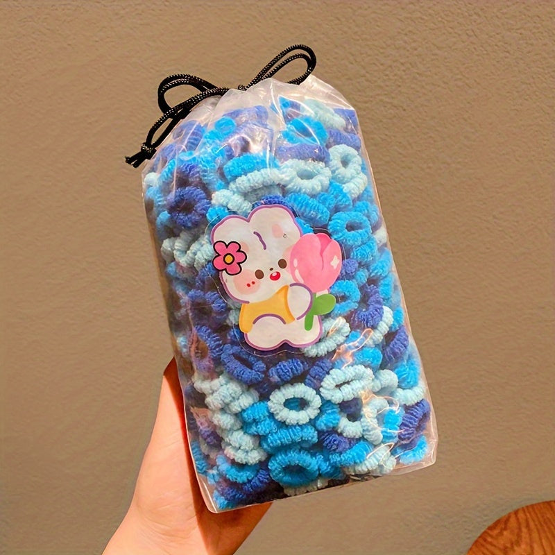 Paquete de 100 gomas de pelo elásticas para niñas, bandas de toalla de poliéster suave para uso diario