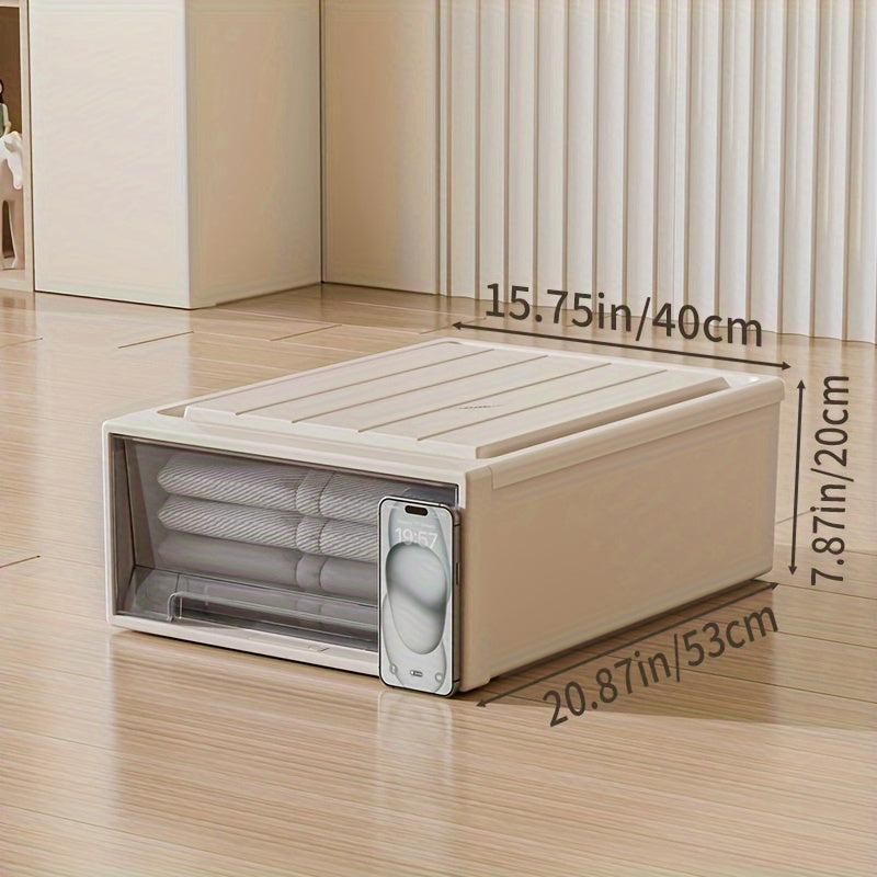 Transparent Stackable Plastic Storage Drawer with Wheels for Clothes Toys Snacks and Books