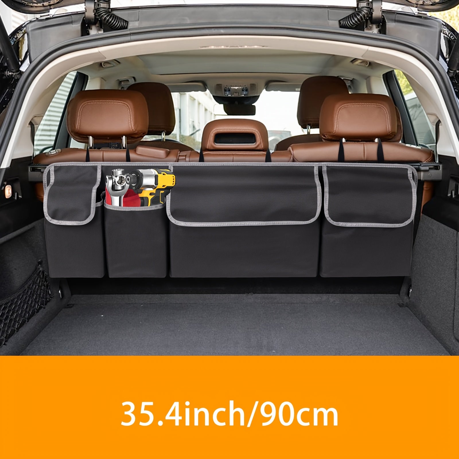 Organizador de respaldo para asiento de coche, bolsa de almacenamiento plegable con 4 bolsillos, gran capacidad