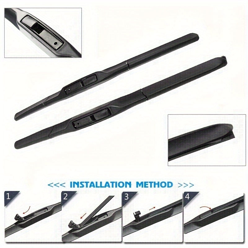 Car Wiper Blades Pair for Front Windshield, U Hook Hybrid, 2005-2020