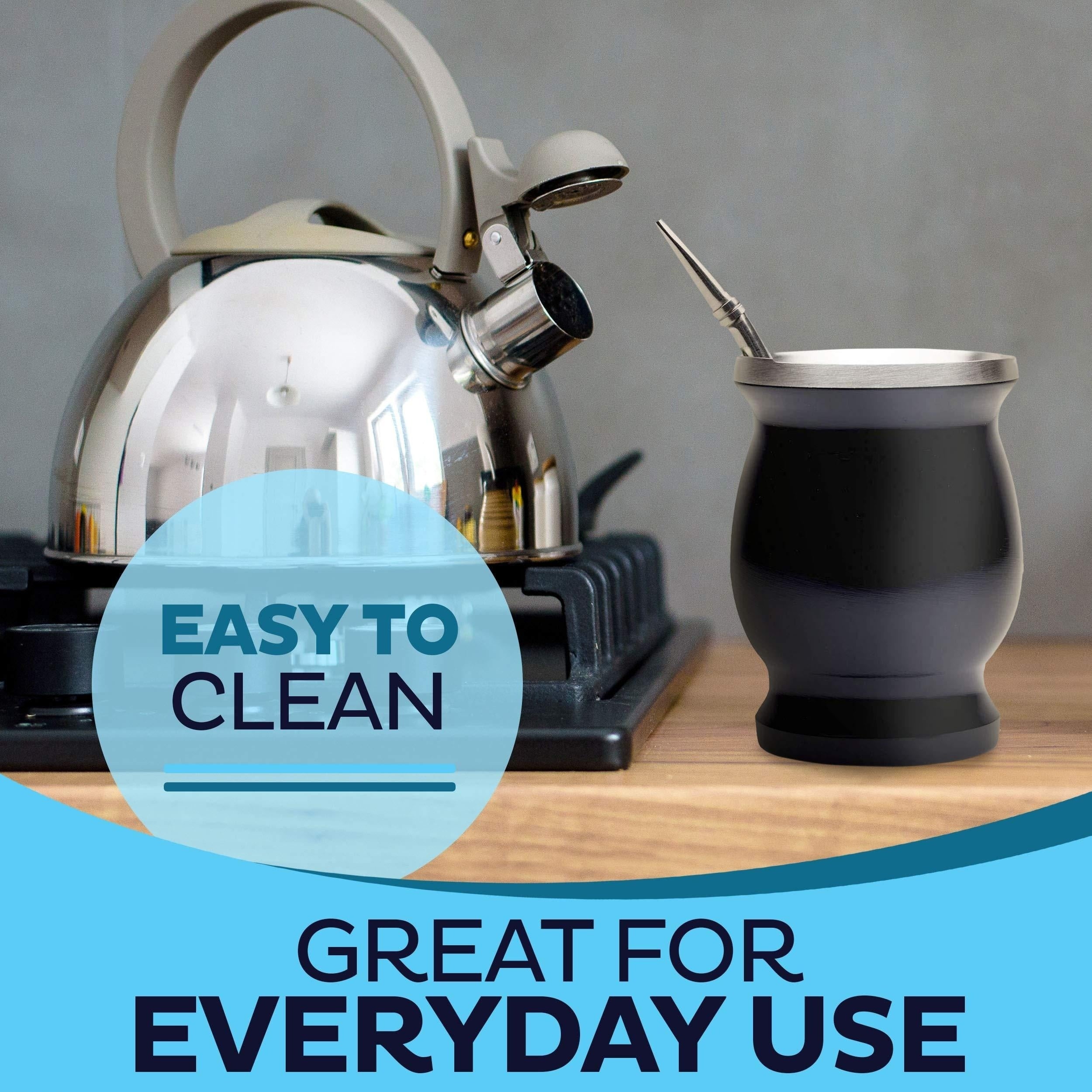 8oz Stainless Steel Yerba Mate Cup and Bombilla Set with Brush and Straw