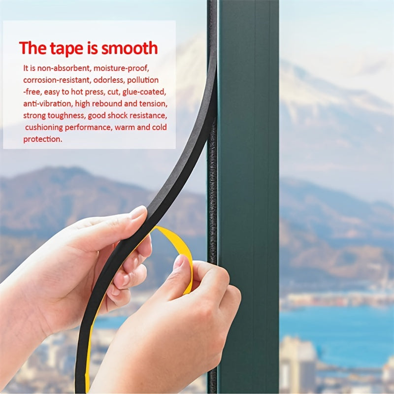 Foam Insulation Tape 3 Rolls Black Weather Stripping Soundproof Windproof Air Conditioning