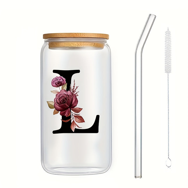 Vaso de vidrio para bebidas frías con tapa de bambú, impreso en 3D, de borosilicato, jugo, cerveza, café