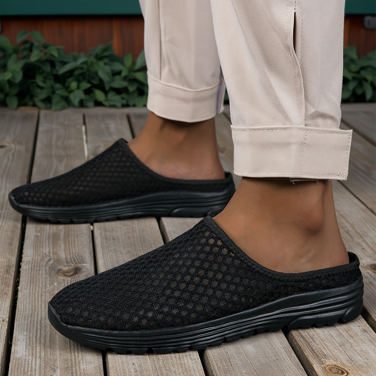 Women's Summer Breathable Mesh Slip-On Mules Lightweight Flat Casual Shoes