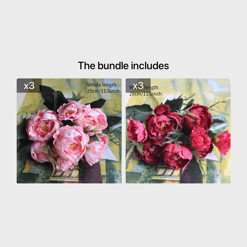 1 Букет искусственных пионов - 11,5 дюйма/29 см - Идеально для домашнего декора и центральных композиций на столе